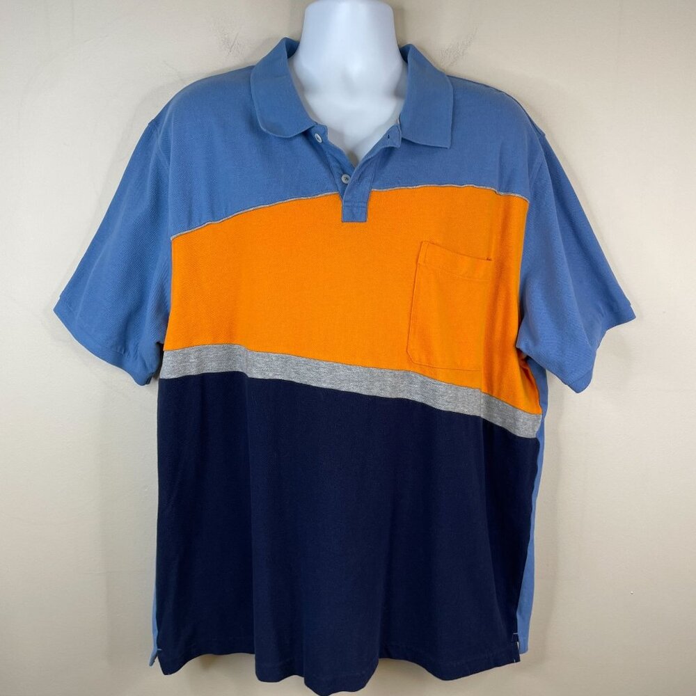 Vintage Scandia Woods Mens Retro Hip Hop Polo Shirt‎ Size 2XL Blue Hipster Indie